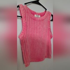 Zenana Outfitters Ribbed Acid Washed V-Neck Crop Top